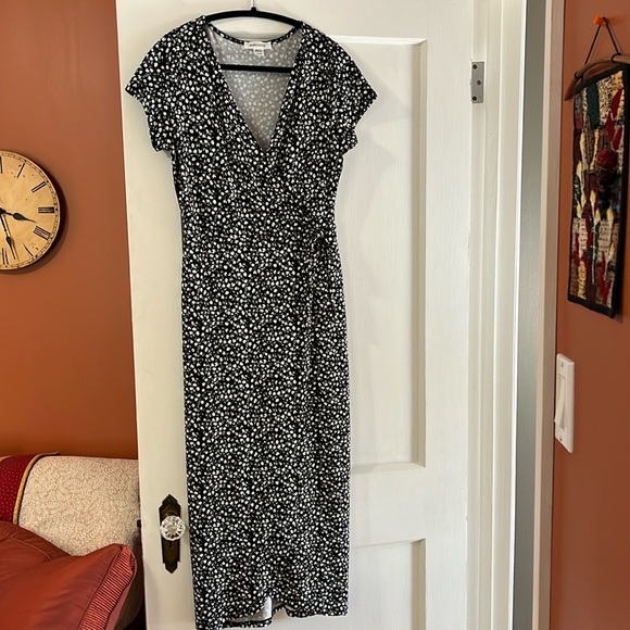 Faux Wrap Maxi Dress, Black and White - Picture 3 of 3